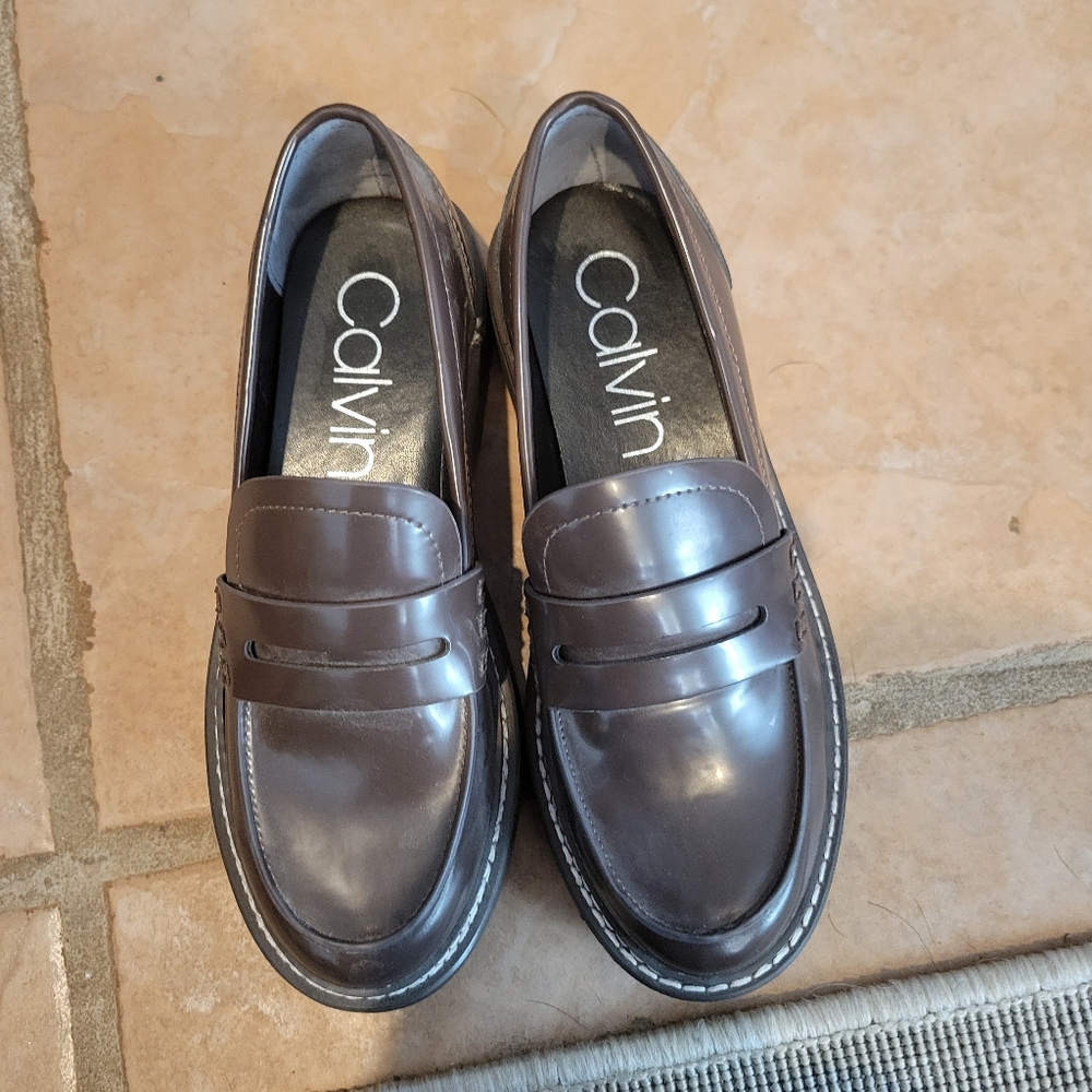 Y2k Style Calvin Klein Chunky Dark Brown Loafers Wednesday Adams | Size 6